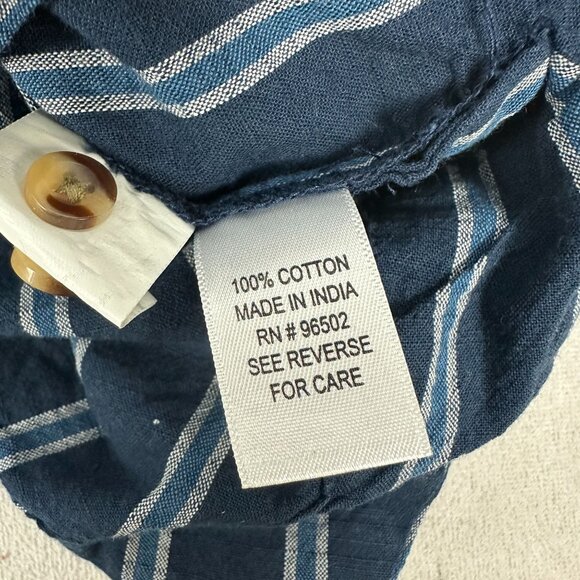 Sandy & Sid Striped Cotton Sleeveless Button-Up Romper With Tie Waist - Large - Picture 5 of 7